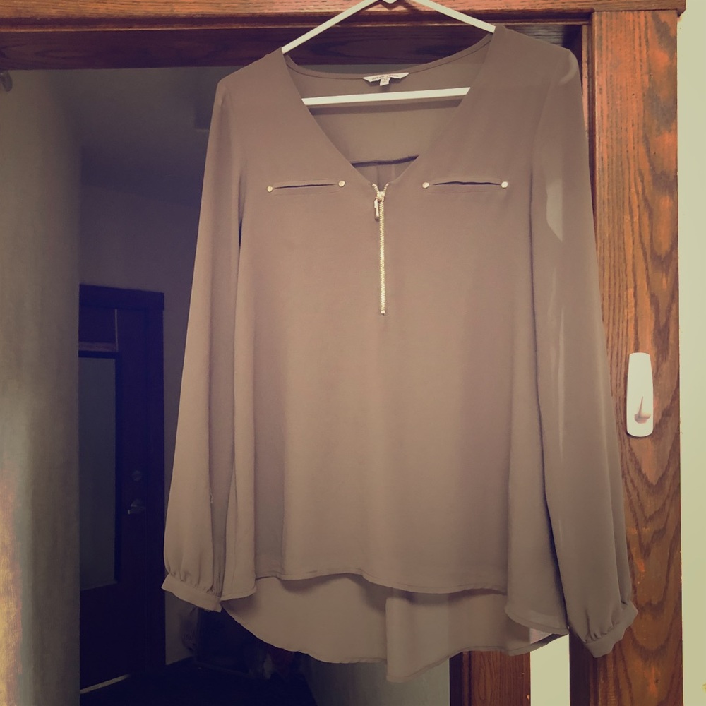 Taupe colored chiffon long sleeve